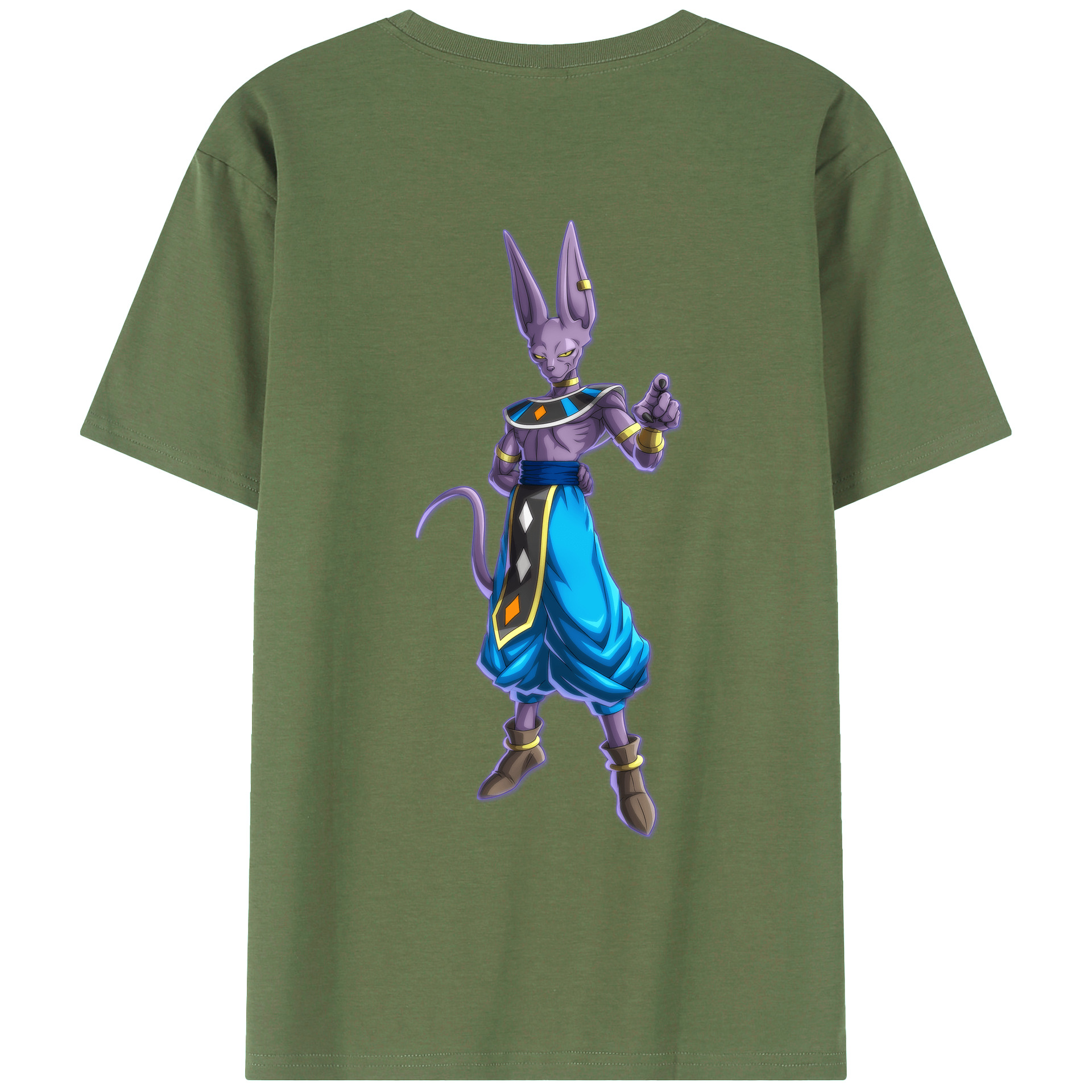 （画像用） ドラゴンボール ビルス 破壊神ビルス DRAGON BALL Beerus Birusu 綿100％ メンズ半袖Tシャツ（バックプリント） 通気性